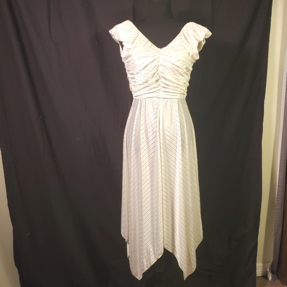 Vintage 80's Diamond’s Run Sexy White Disco Fever Dancing Dress 5/6
